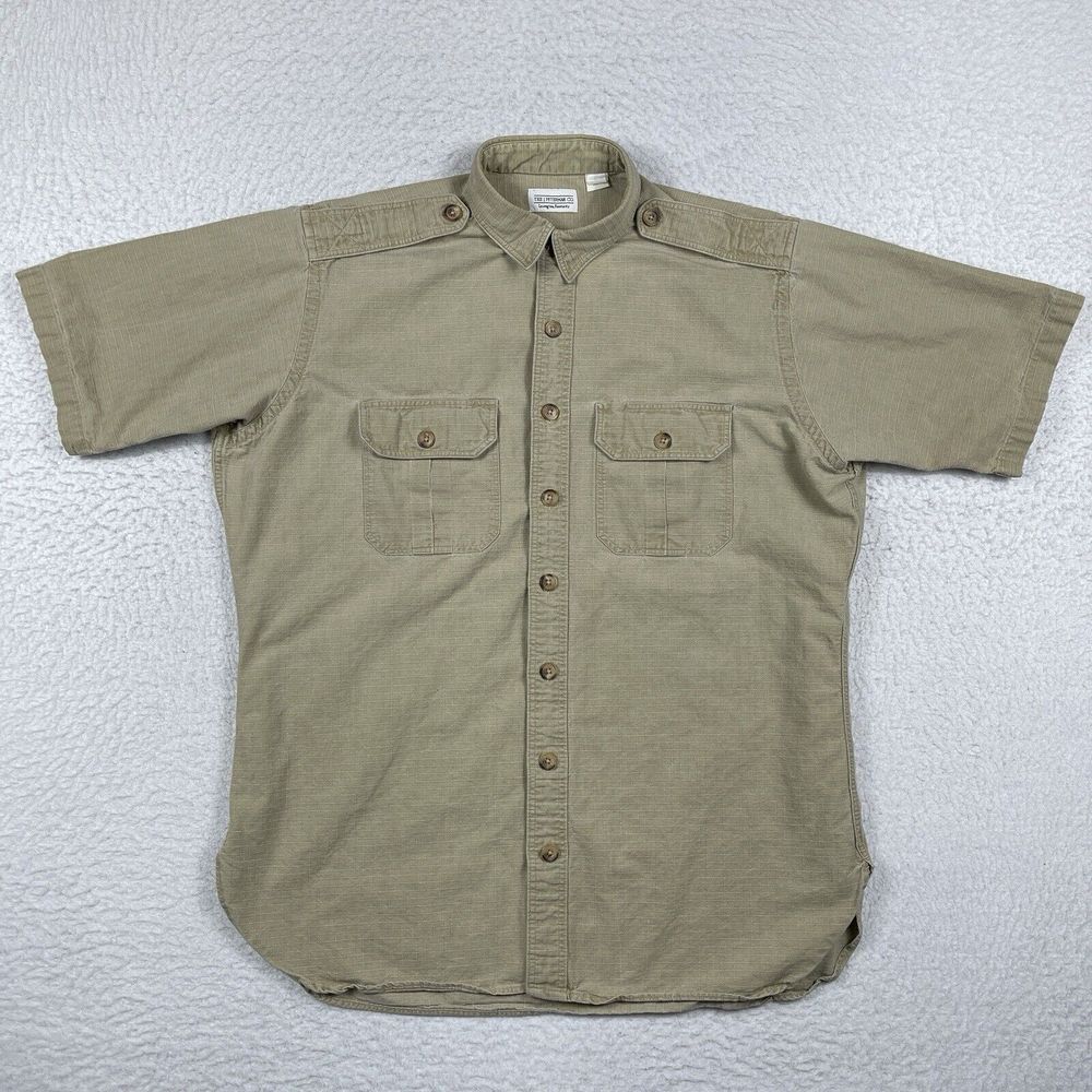 J Peterman Shirt Mens Large‎ Beige Rip Stop Outdoors Safari Hiking Camp Travel